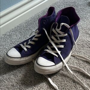 Purple High-Top Sneakers with White Laces